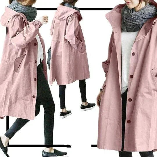Damen Wasserabweisender Trenchcoat Schwarz