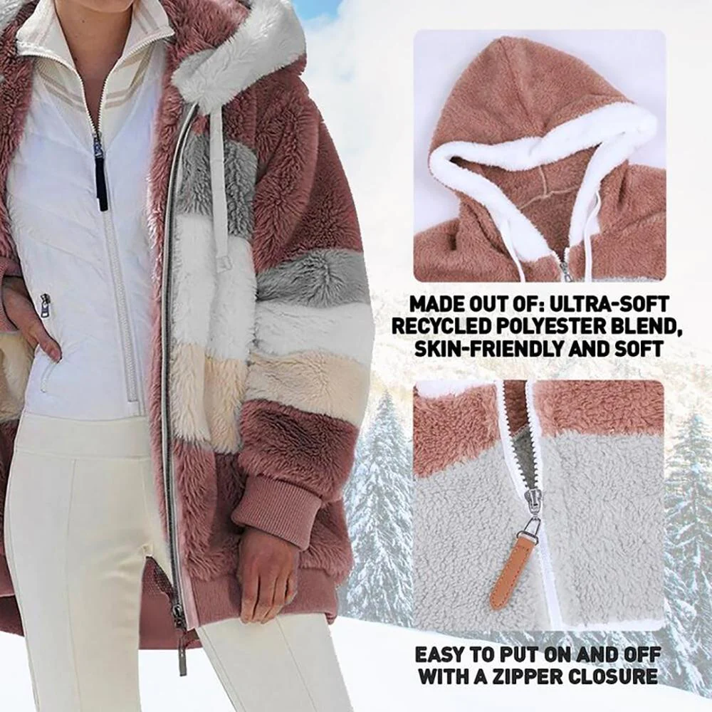 Damen Wollmantel Beige mit Kontrastdetails