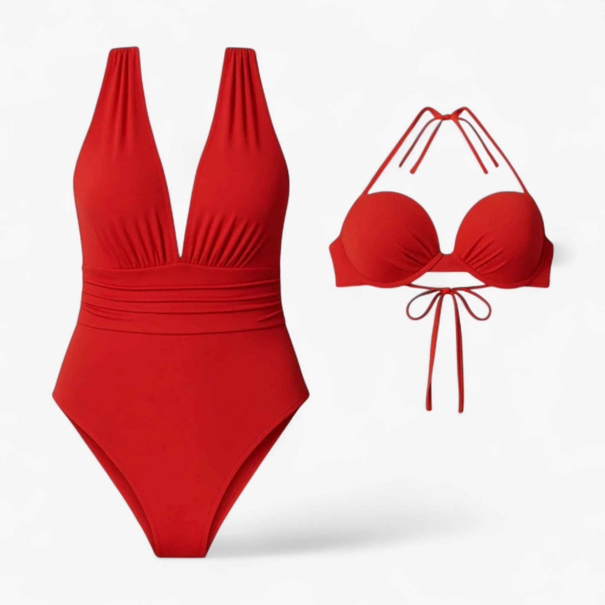 Damen Badpak Schwarz - Elegant V-hals Zwempak für Vrouwen