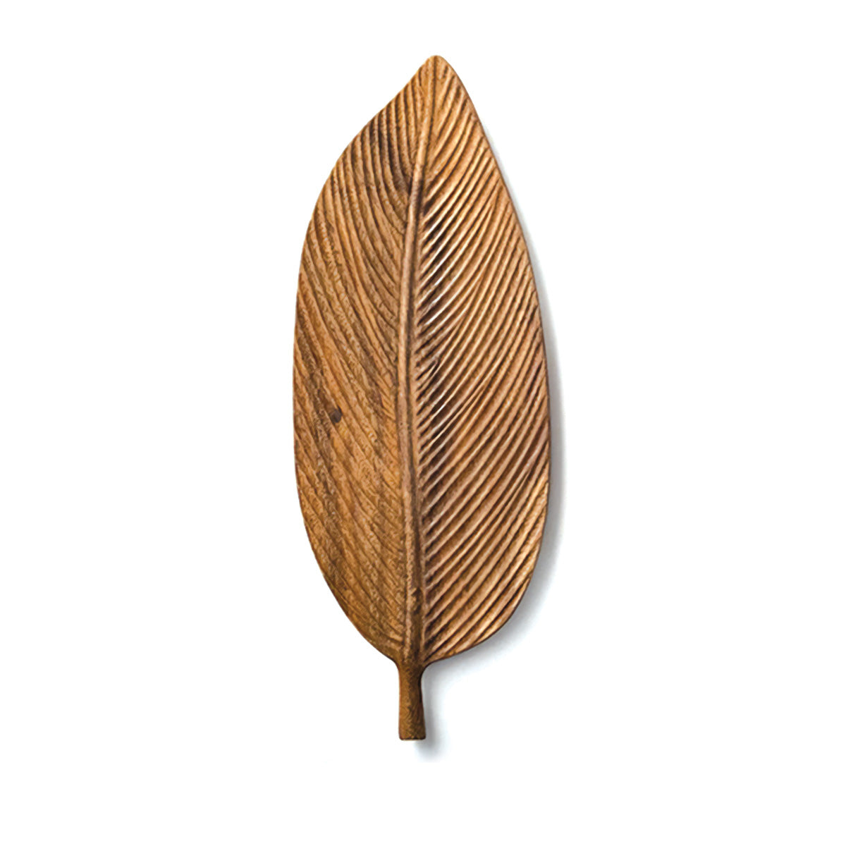 Dunkel Nussbaum N-Form mit Blattmuster | Elegantes Servierbrett aus Naturholz