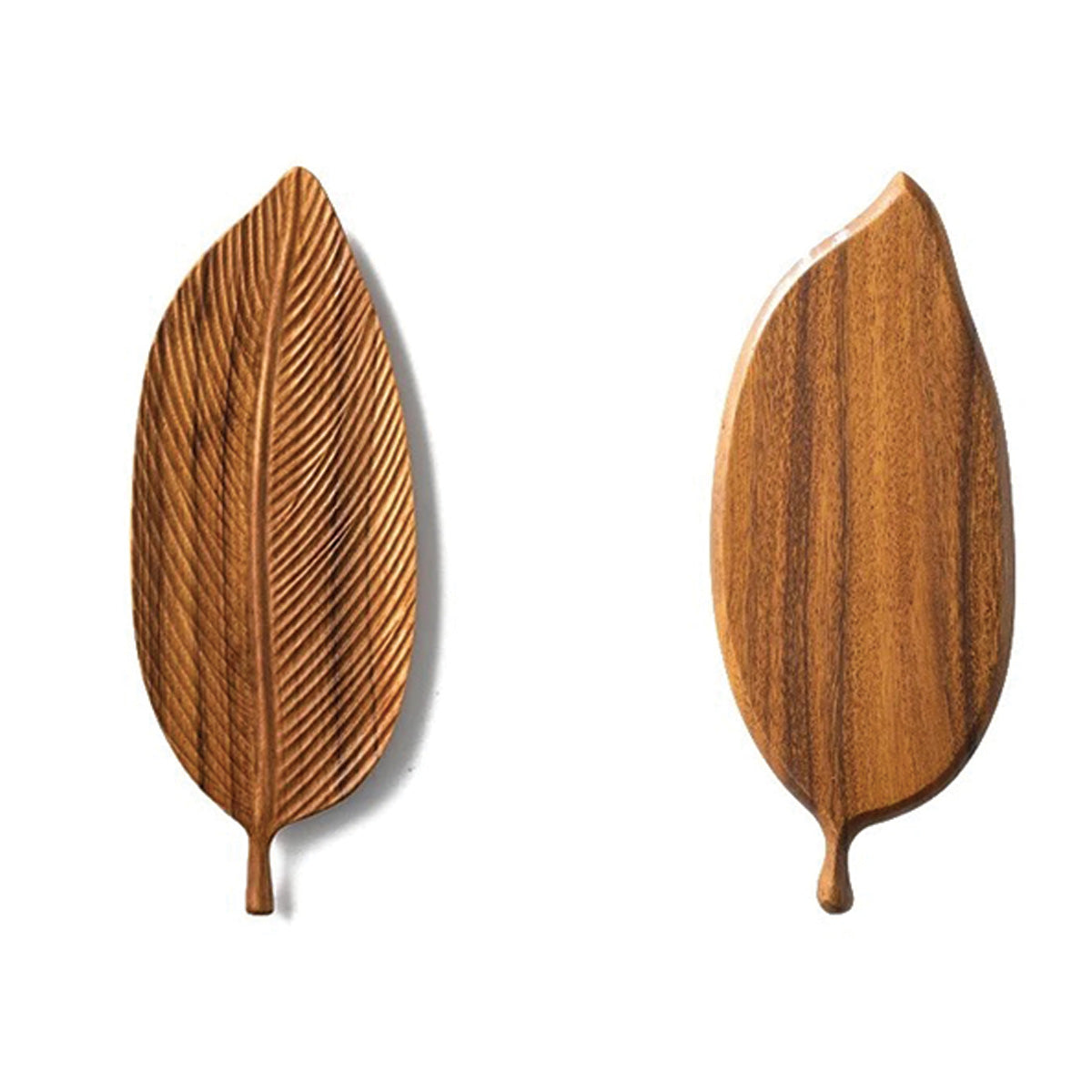 Dunkel Nussbaum N-Form mit Blattmuster | Elegantes Servierbrett aus Naturholz