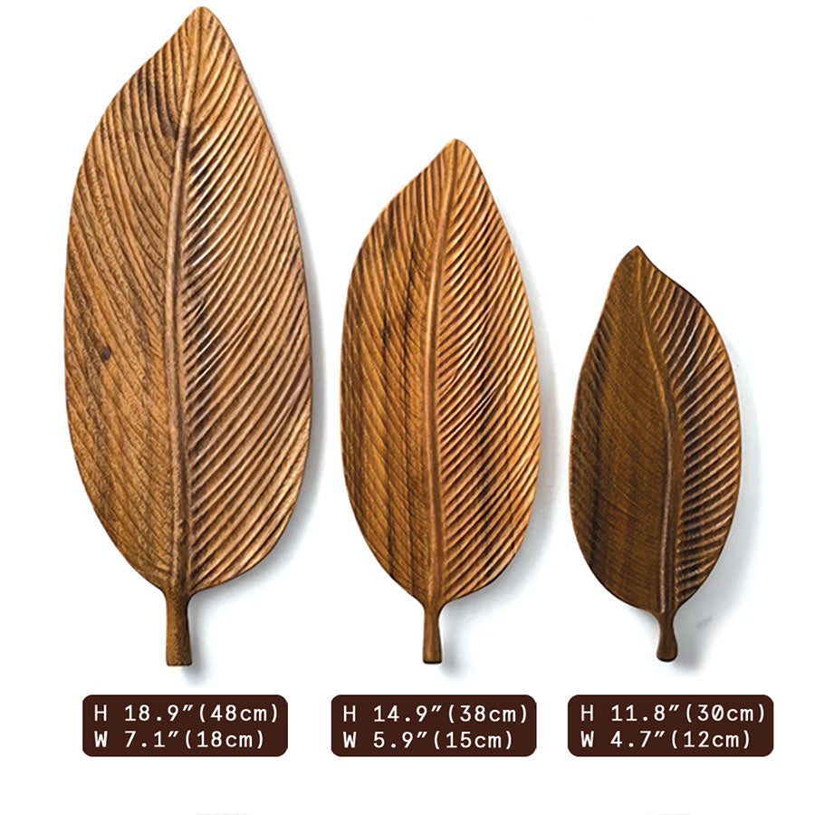 Dunkel Nussbaum N-Form mit Blattmuster | Elegantes Servierbrett aus Naturholz