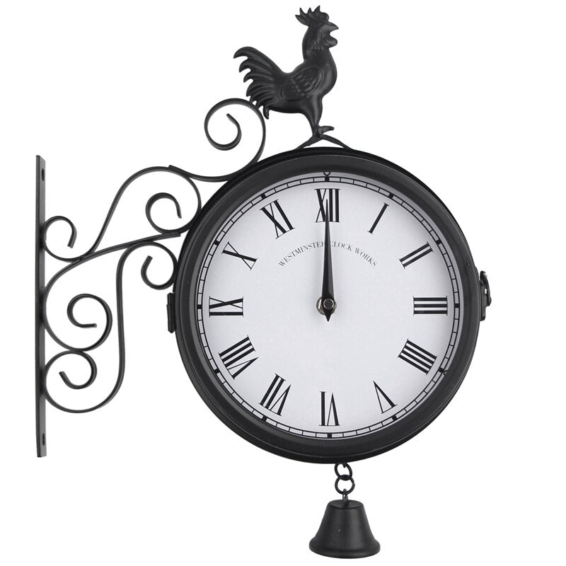 Aelia – Stilvolle Retro doppelseitige schwarze Wanduhr für elegante Dekoration