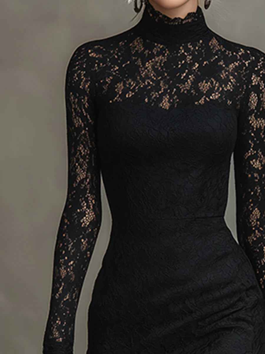 Claraine – Elegant Lace Midi Dress