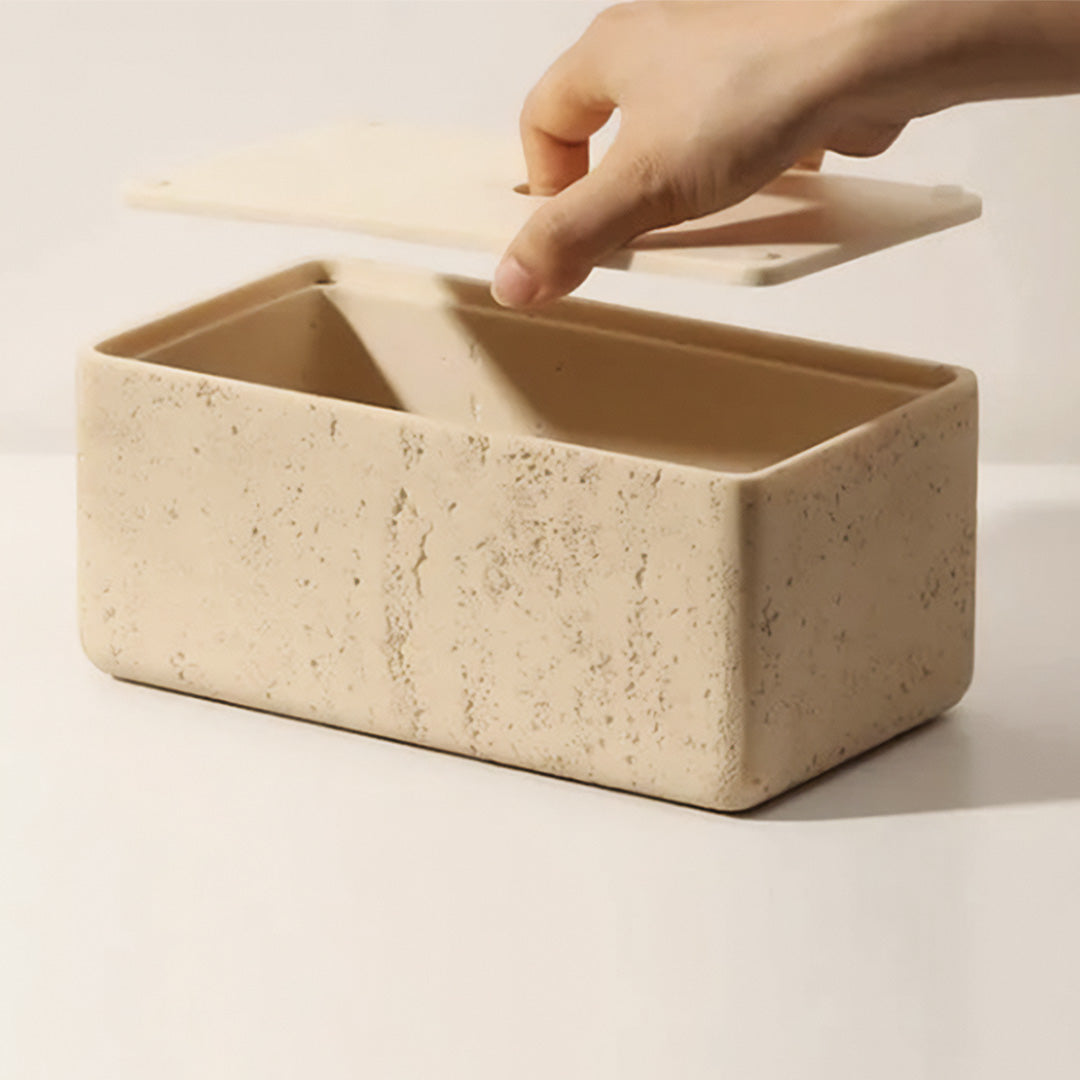 Elegante Taschentuchbox aus Natürlichem Travertin 3