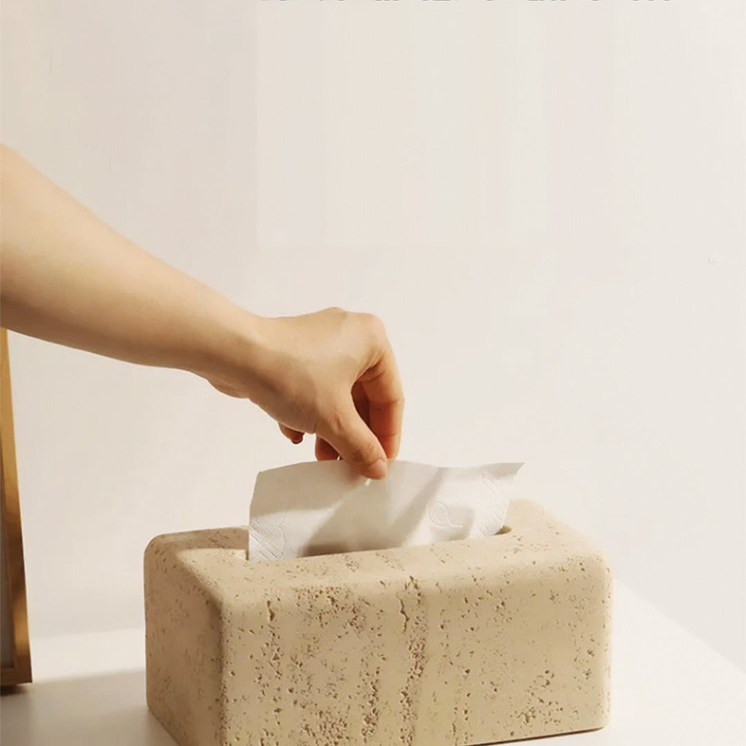 Elegante Taschentuchbox aus Natürlichem Travertin 4