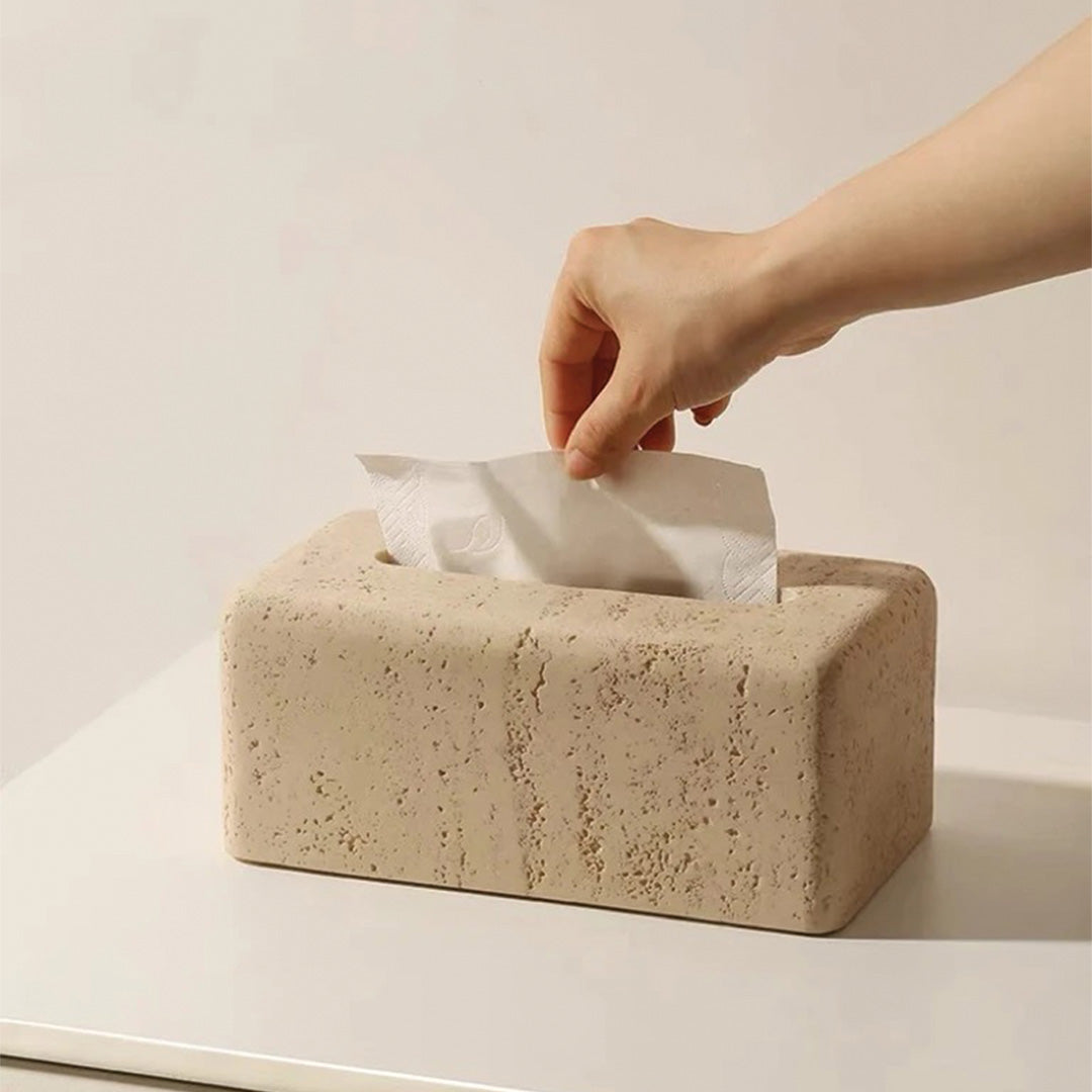 Elegante Taschentuchbox aus Natürlichem Travertin 5