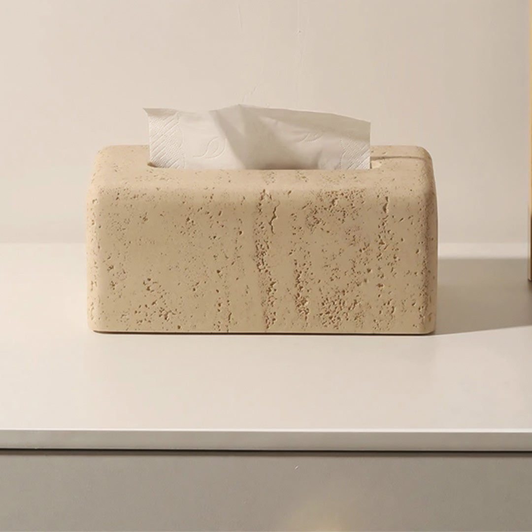 Elegante Taschentuchbox aus Natürlichem Travertin 6
