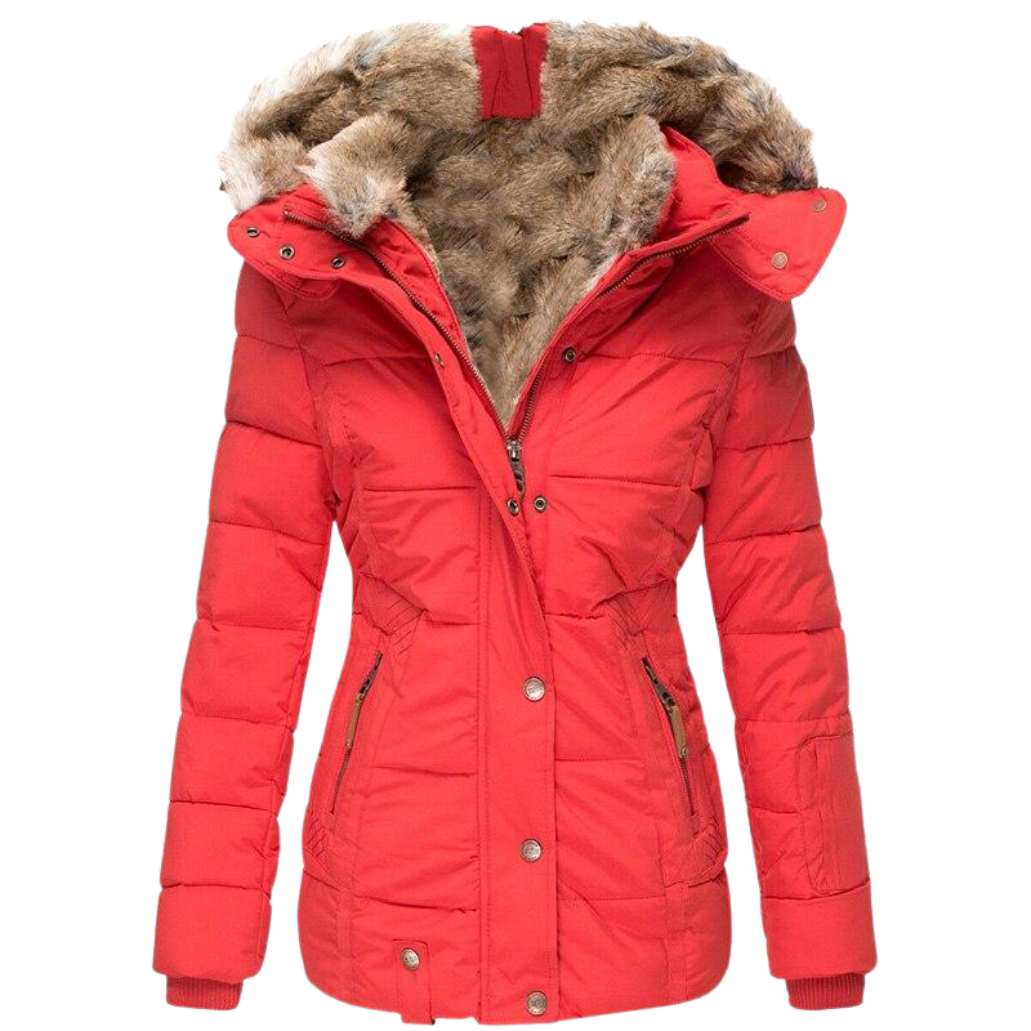 Eleganter Damen Wintermantel mit Fellkragen 2