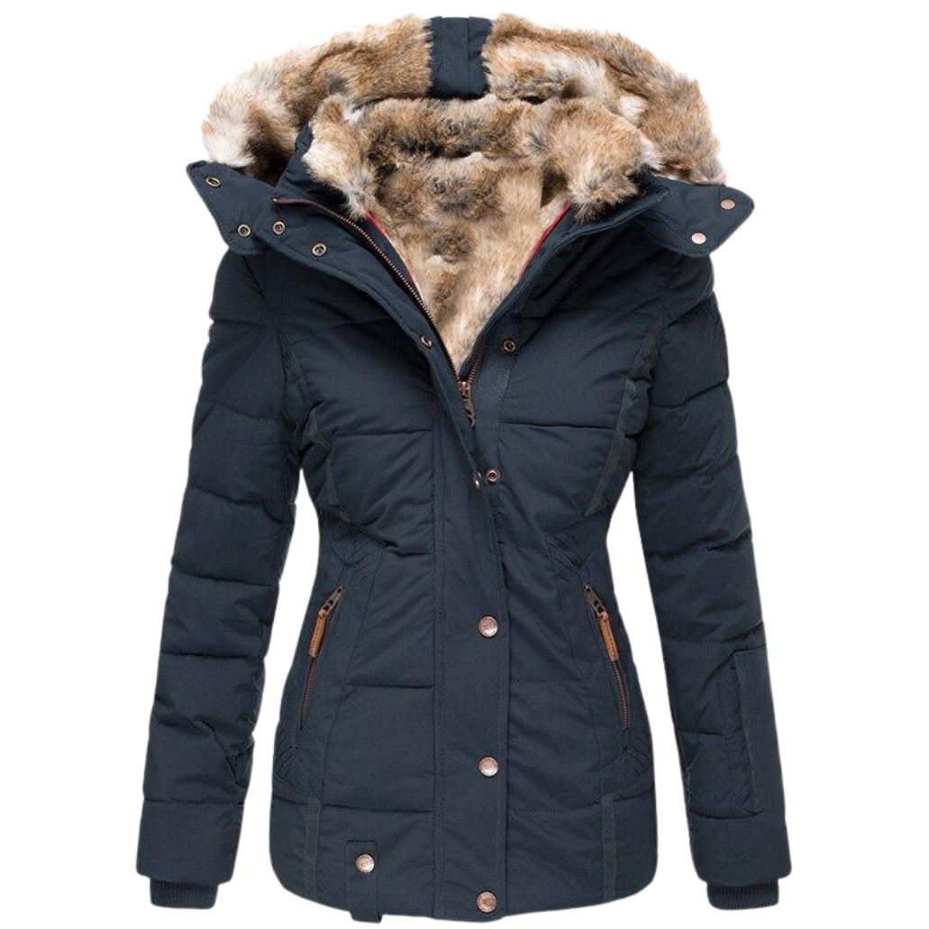 Eleganter Damen Wintermantel mit Fellkragen 4