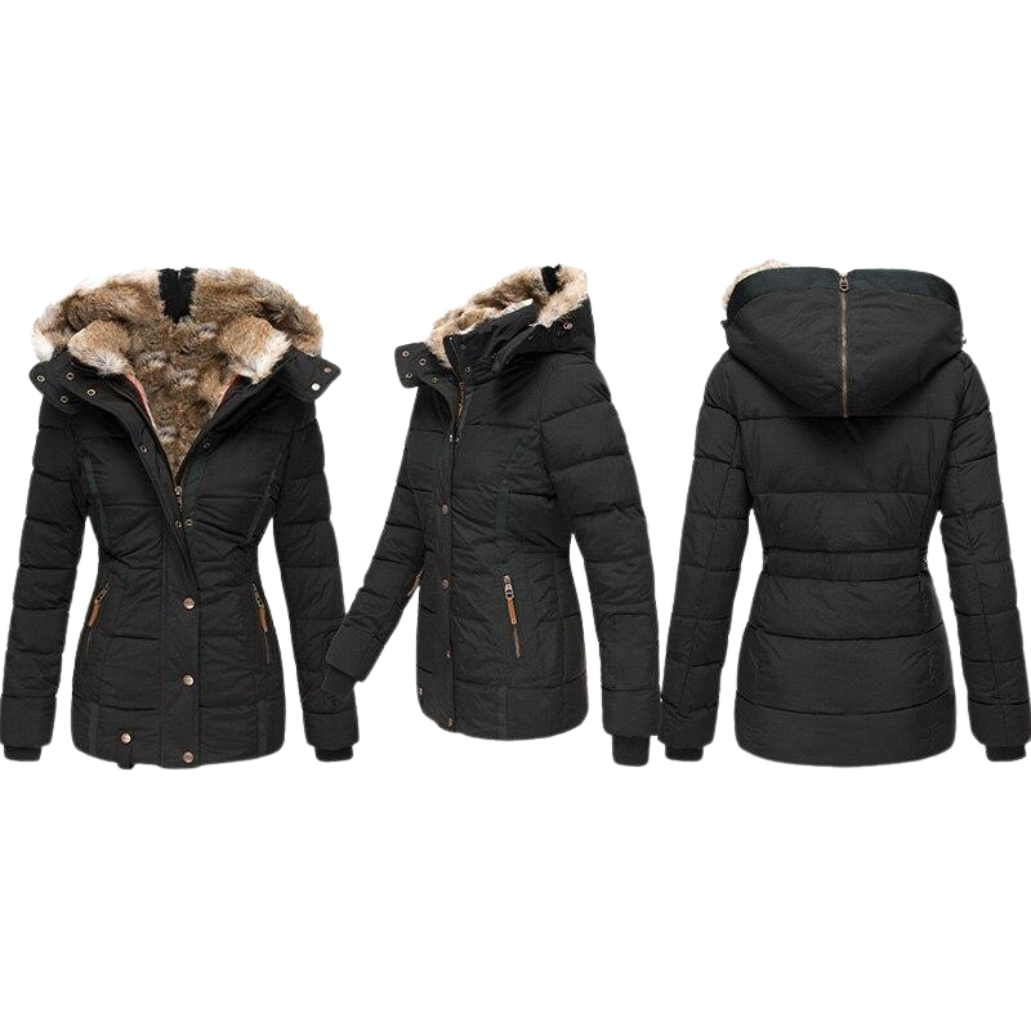 Eleganter Damen Wintermantel mit Fellkragen 6