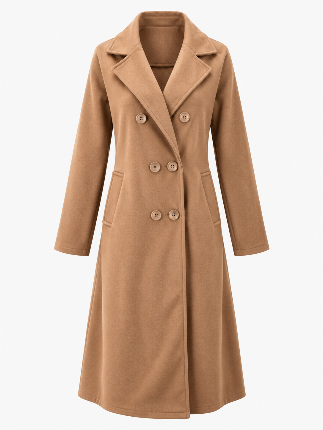 Elegantní dlouhý vlněný kabát s páskem pro stylový vzhled