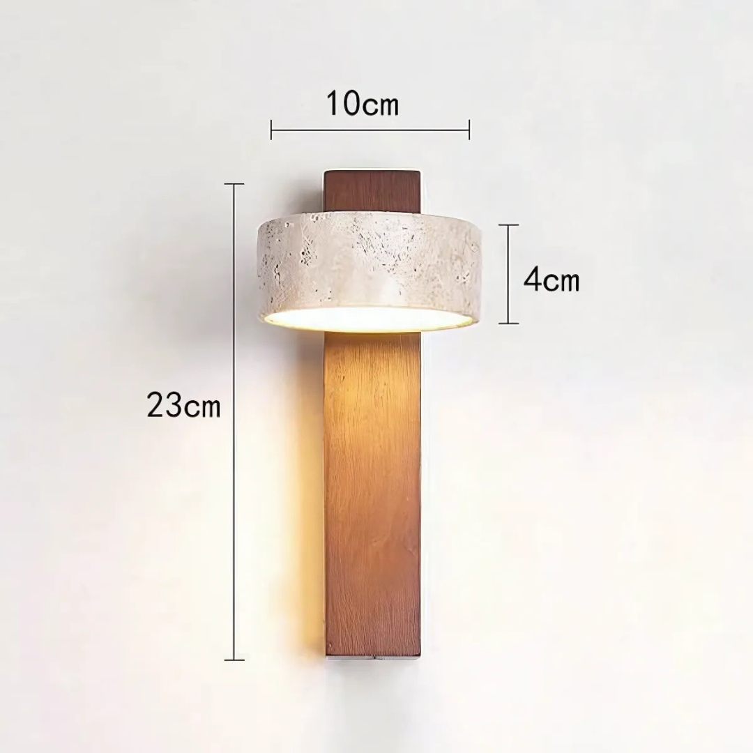 Fotis - Elegante Wabi Sabi Wandlampe aus Travertin für Innenbeleuchtung