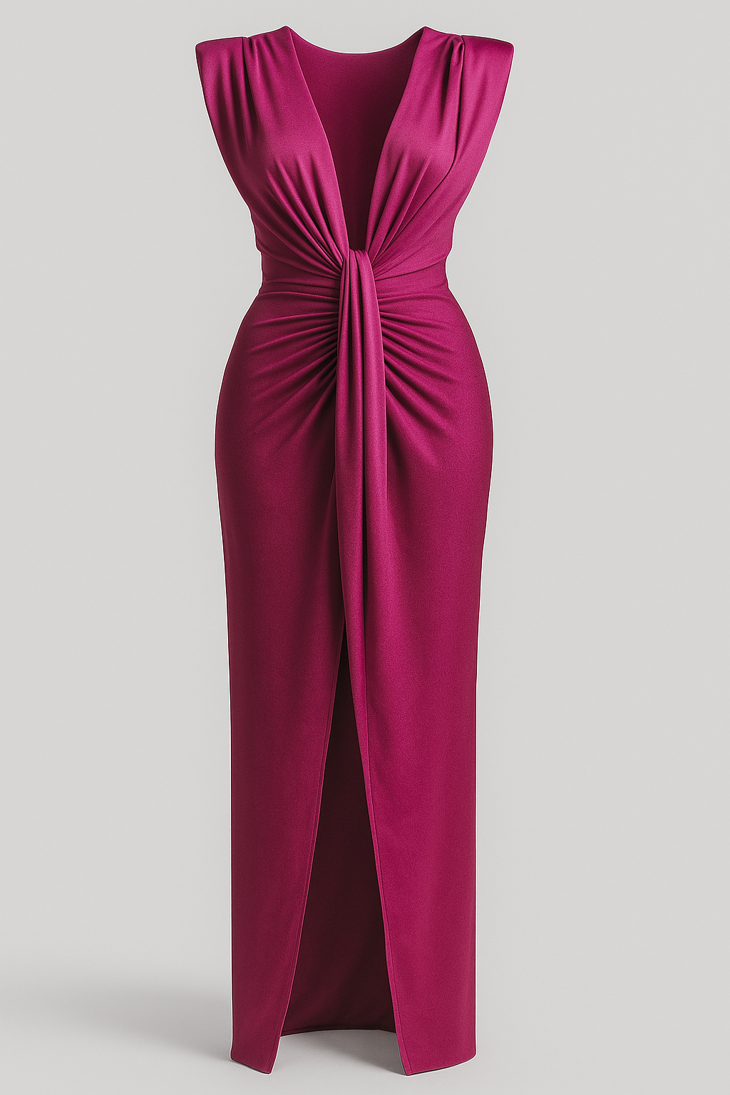 Festliches Kleid Damen mit Schlitz und Rohseideneffekt 0