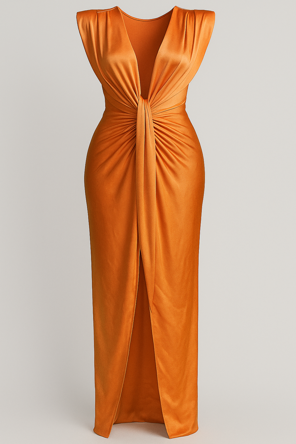Festliches Kleid Damen mit Schlitz und Rohseideneffekt 10