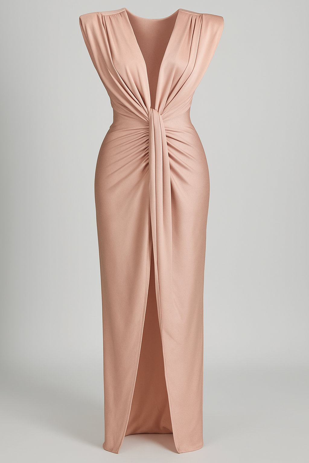 Festliches Kleid Damen mit Schlitz und Rohseideneffekt 12