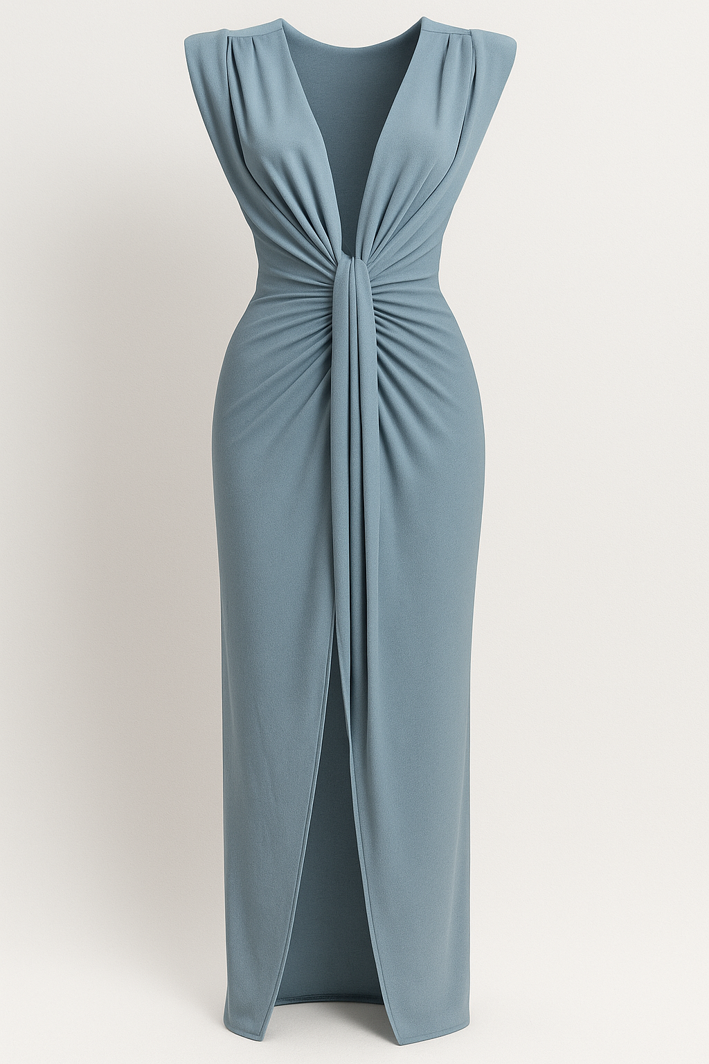 Festliches Kleid Damen mit Schlitz und Rohseideneffekt 14