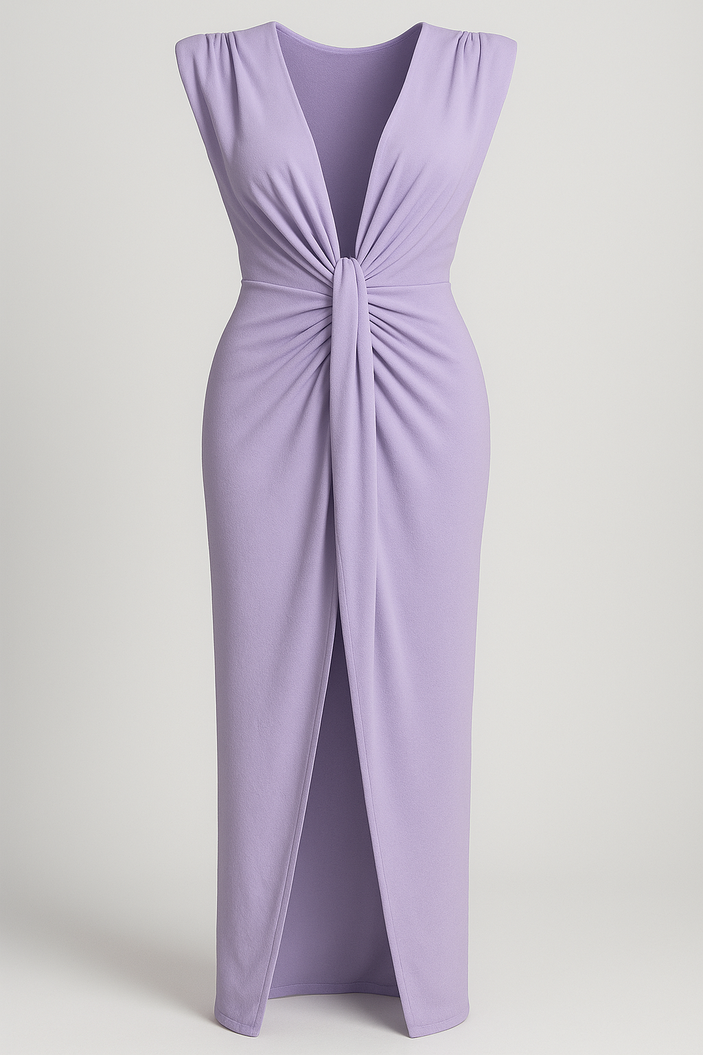 Festliches Kleid Damen mit Schlitz und Rohseideneffekt 2