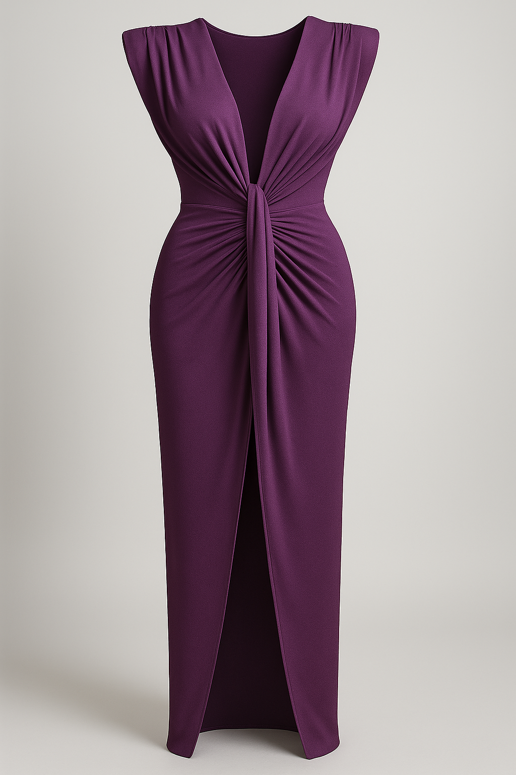 Festliches Kleid Damen mit Schlitz und Rohseideneffekt 5