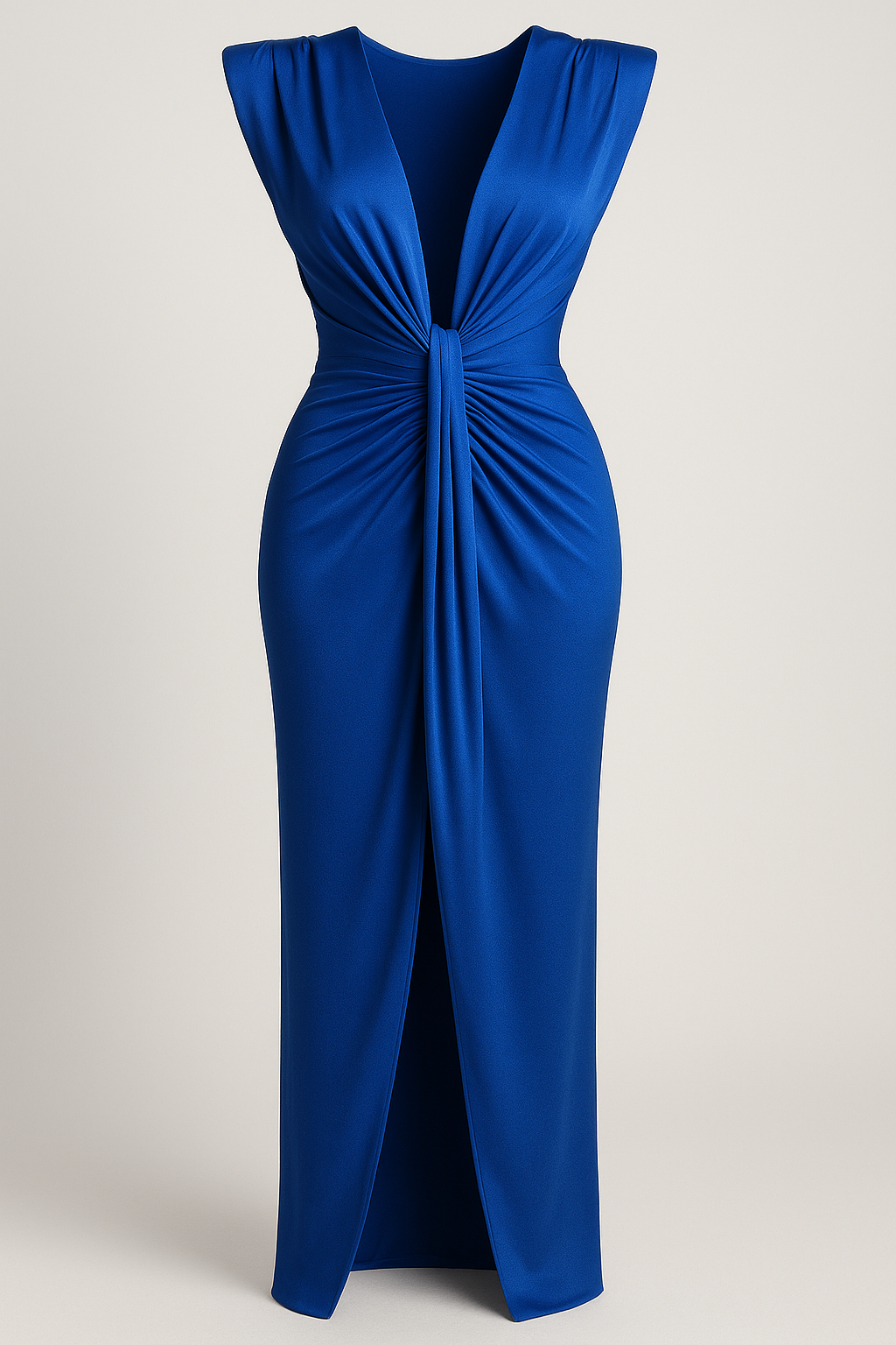 Festliches Kleid Damen mit Schlitz und Rohseideneffekt 6