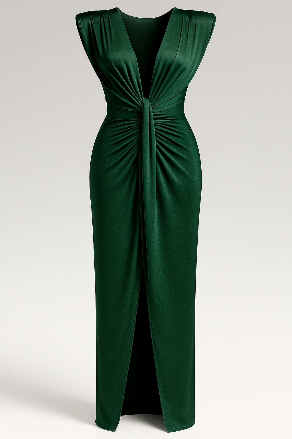 Festliches Kleid Damen mit Schlitz und Rohseideneffekt 7