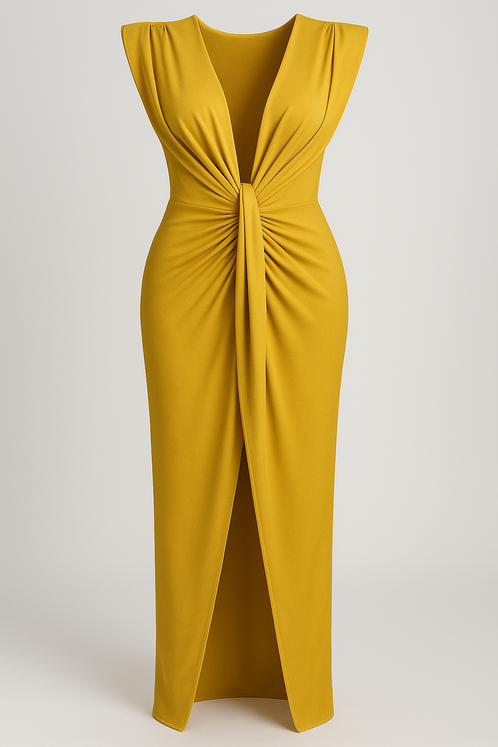 Festliches Kleid Damen mit Schlitz und Rohseideneffekt 9