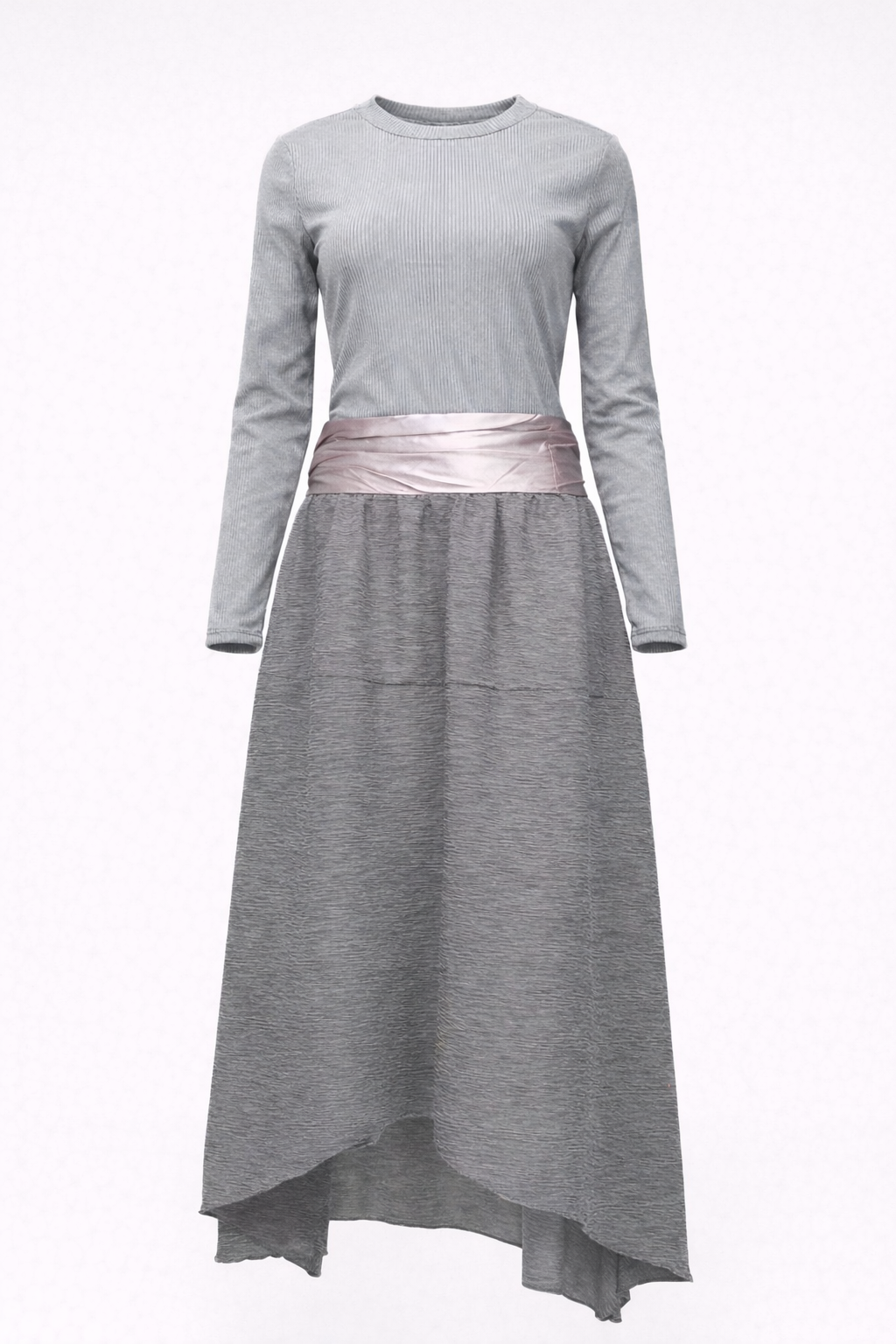 Retrogrå ribbad stretch slim-fit-set – modernt, figurnära och bekvämt