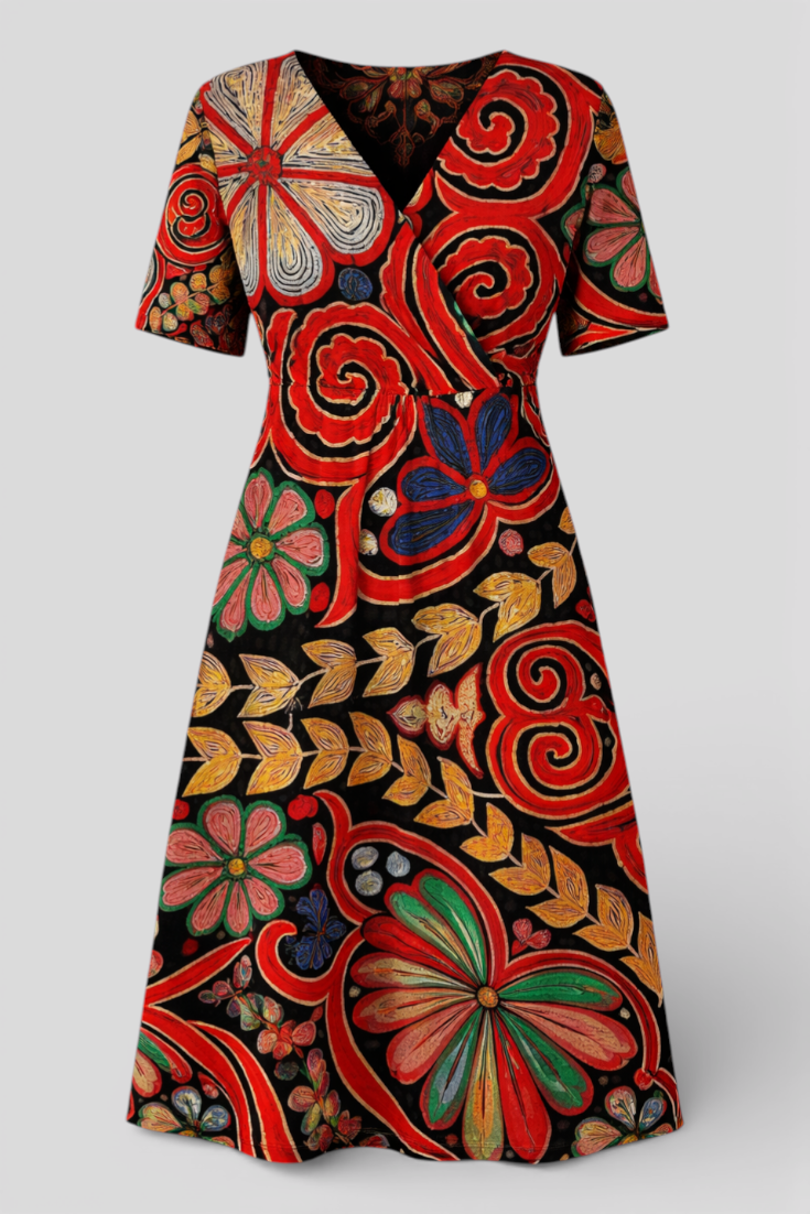 Elegantes modernes Patchwork-Kleid für stilbewusste Gespräche Damen