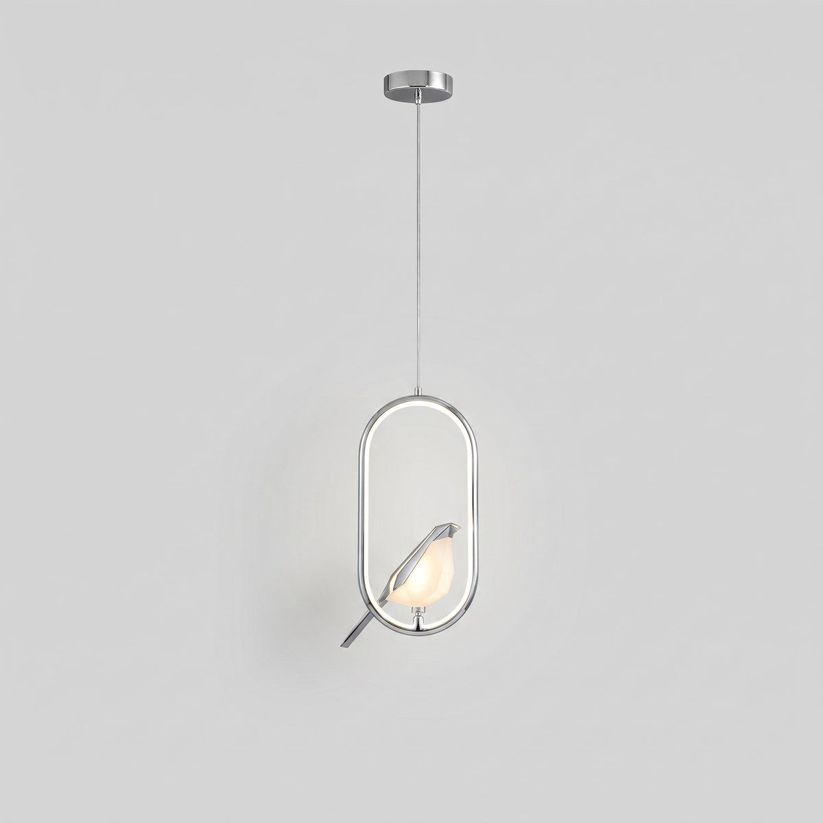 Goldene Vogel-Pendelleuchte – LED-Skulptur-Deckenlampe