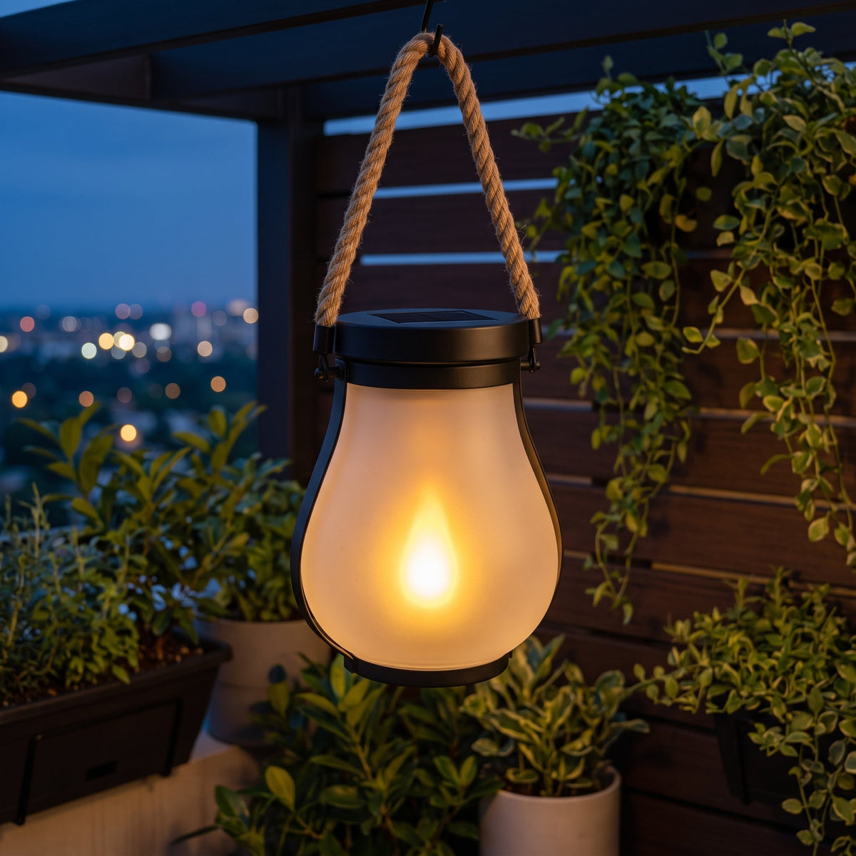 Solar-Flammeneffekt-Gartenlaterne – Wasserdichtes LED-Außenlicht