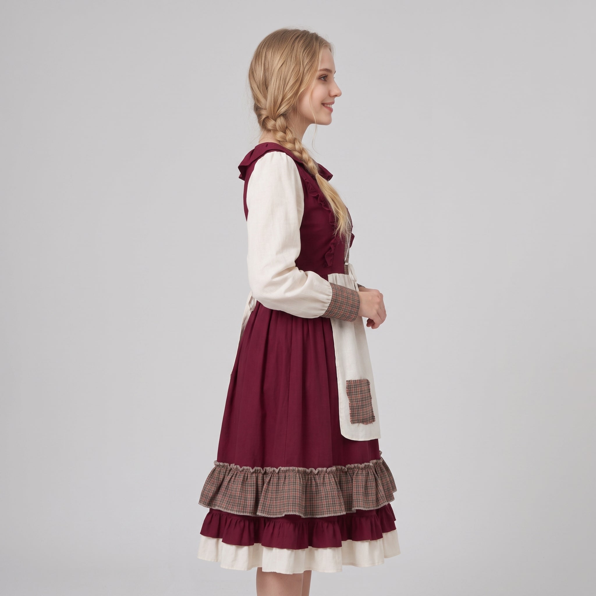 Gifts – Seasonal – Oktoberfest : Dames dirndl jurk - Rood geborduurd, klassieke A-lijn in