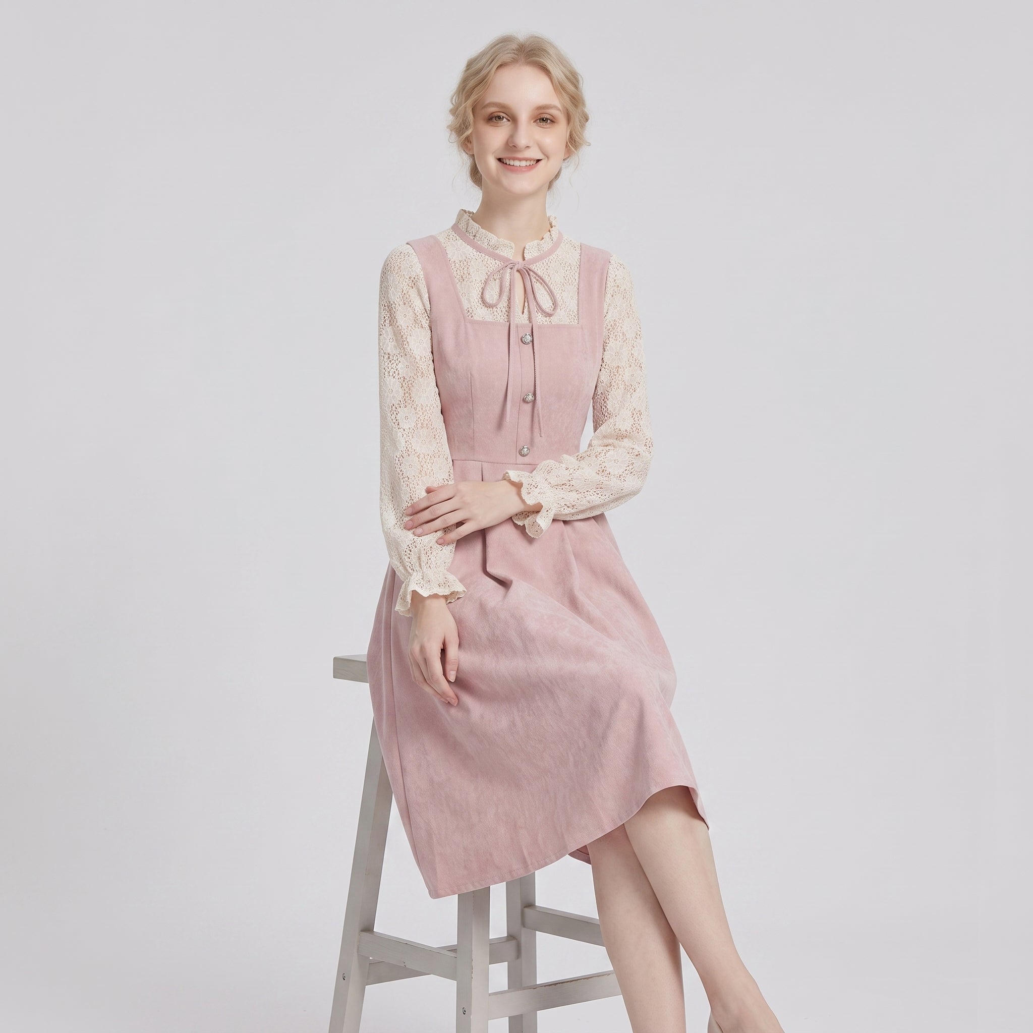 Gifts – Seasonal – Oktoberfest : Dames dirndl roze A-lijn, hartvormige halslijn en borduurwerk in