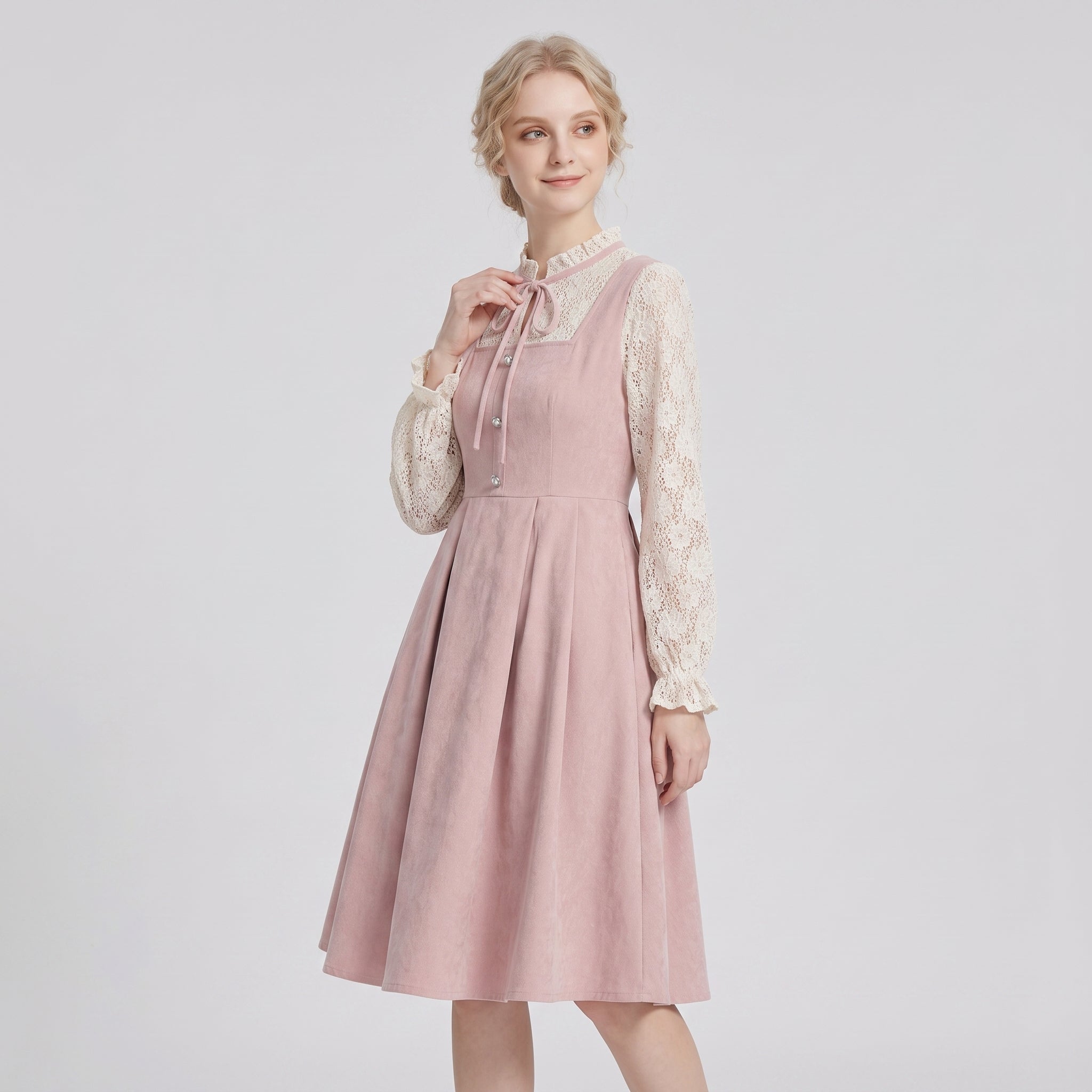 Gifts – Seasonal – Oktoberfest : Dames dirndl roze A-lijn, hartvormige halslijn en borduurwerk in