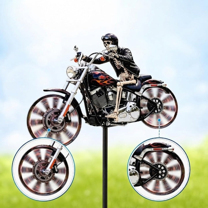 Skelett-Reiter Motorrad Garten-Windspinner