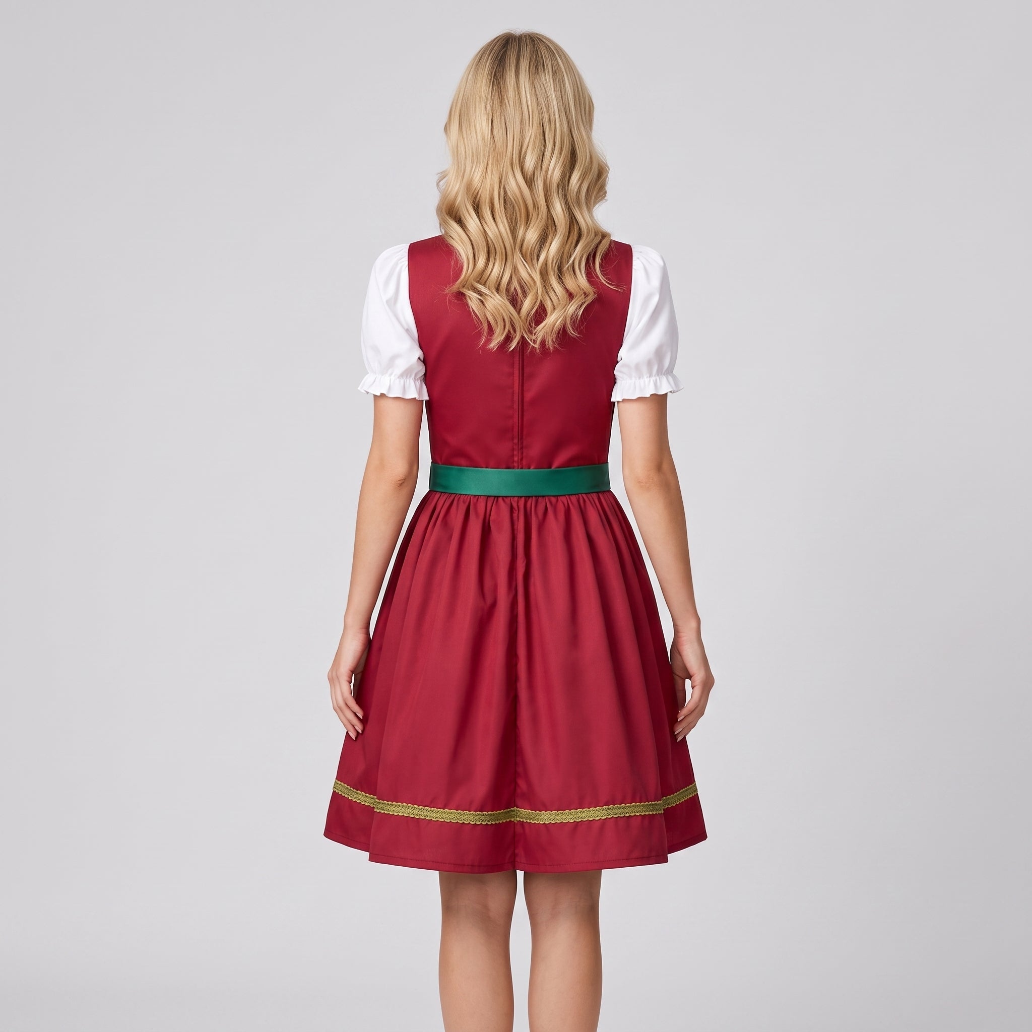 Oktoberfest Kleid Damen - Festlicher Trachten-Stil Rot-Grün