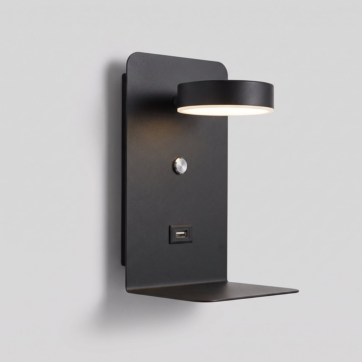 DualDelight LED-Wandlampe mit Ablage & USB-Anschluss