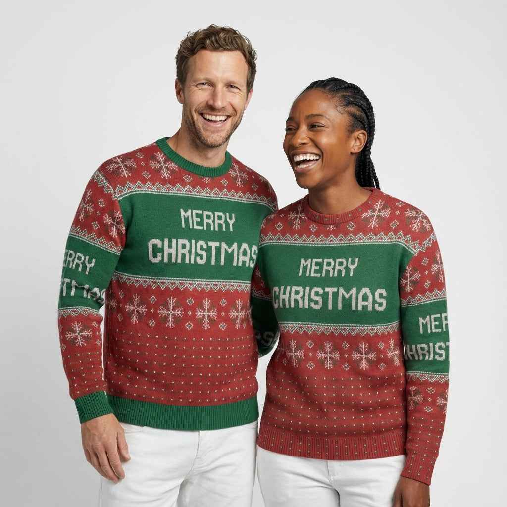 Unisex Casual Pullover mit Stilvollen Schneebedeckten Motiven – Ideal für Einen Bequemen und Festlichen Winterlook