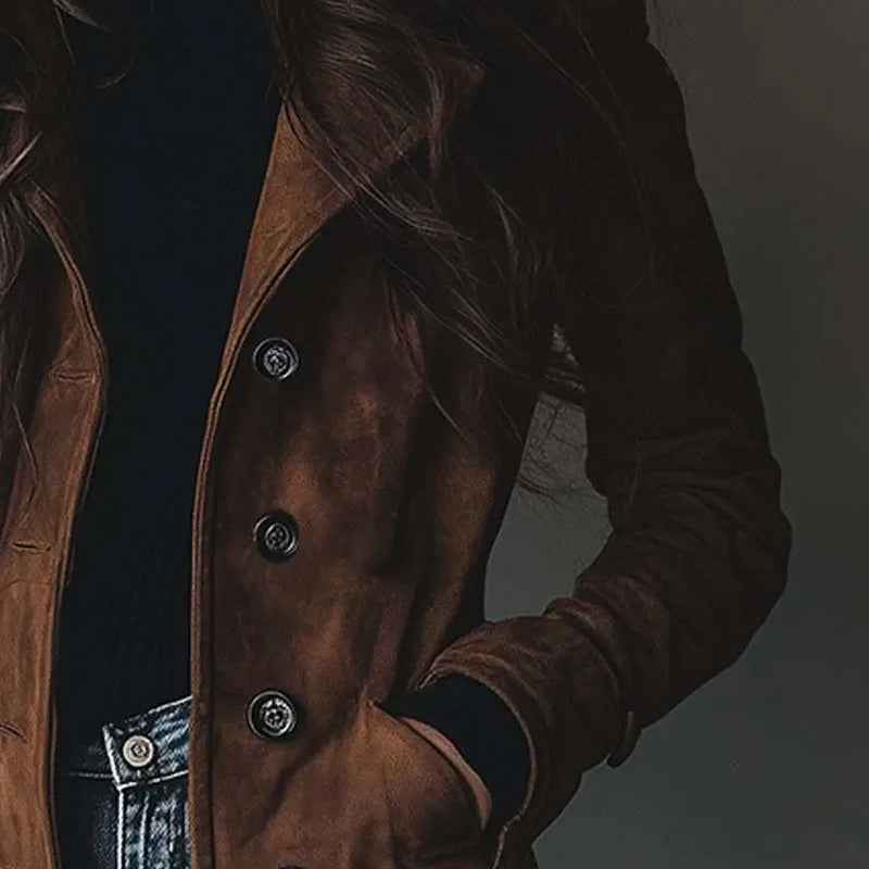 Stasia Vintage Wildleder-Trenchcoat — Zeitloser Stil in luxuriösem Wildleder