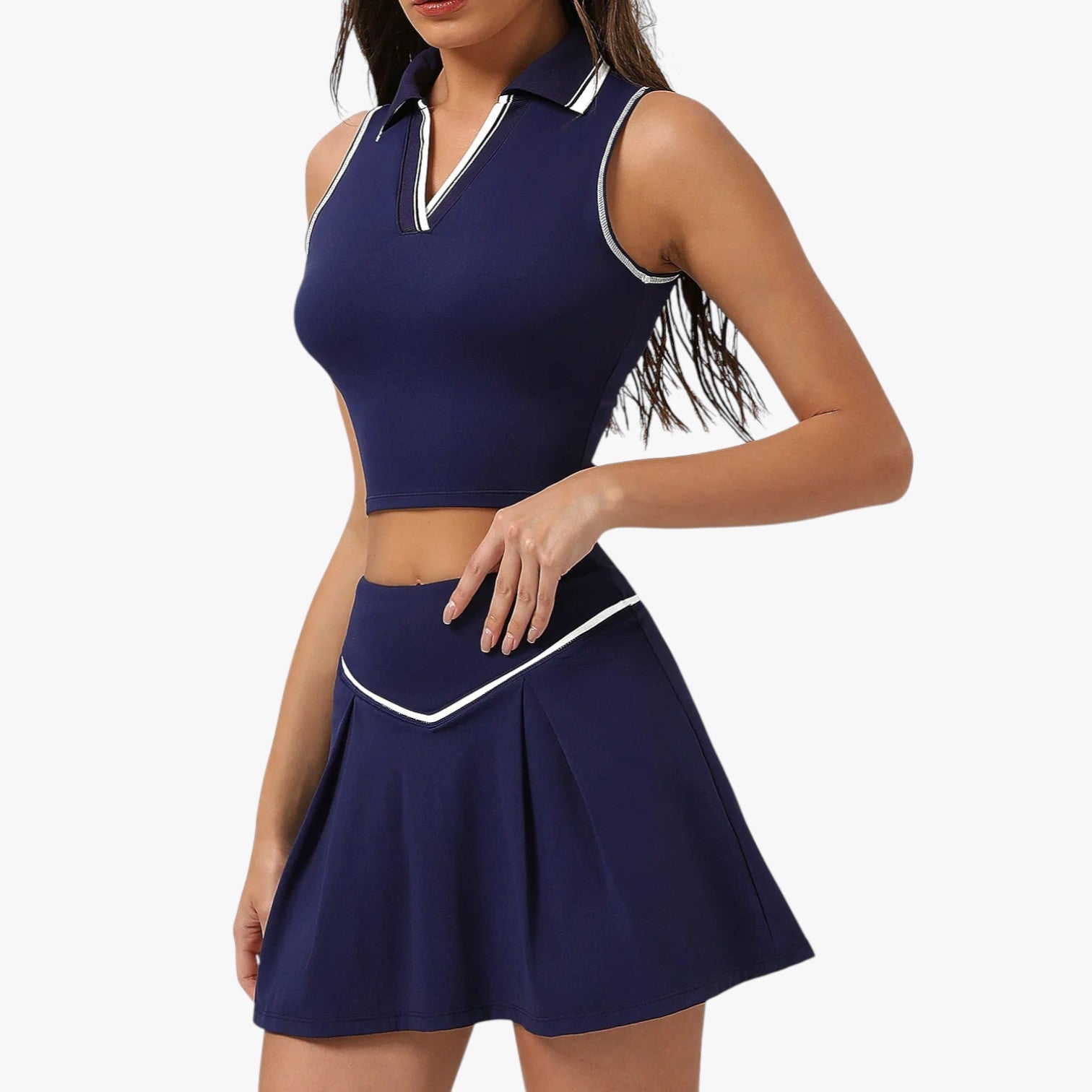 Stilvoll und unterstützend - 2-teiliges Damen-Tennis-Set mit gepolstertem Top