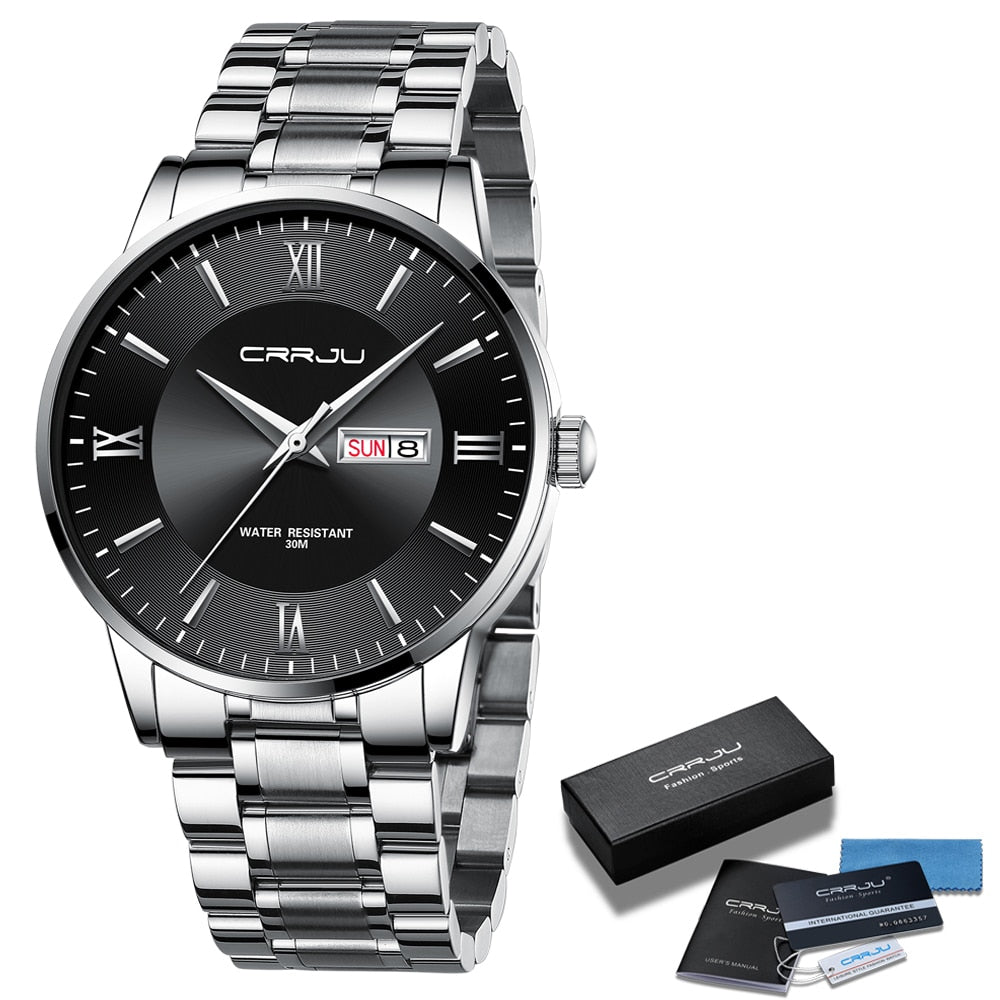 Herren Sportuhr schwarz - Wasserdichter Silikon-Chronograph mit Datum und Stoppuhr