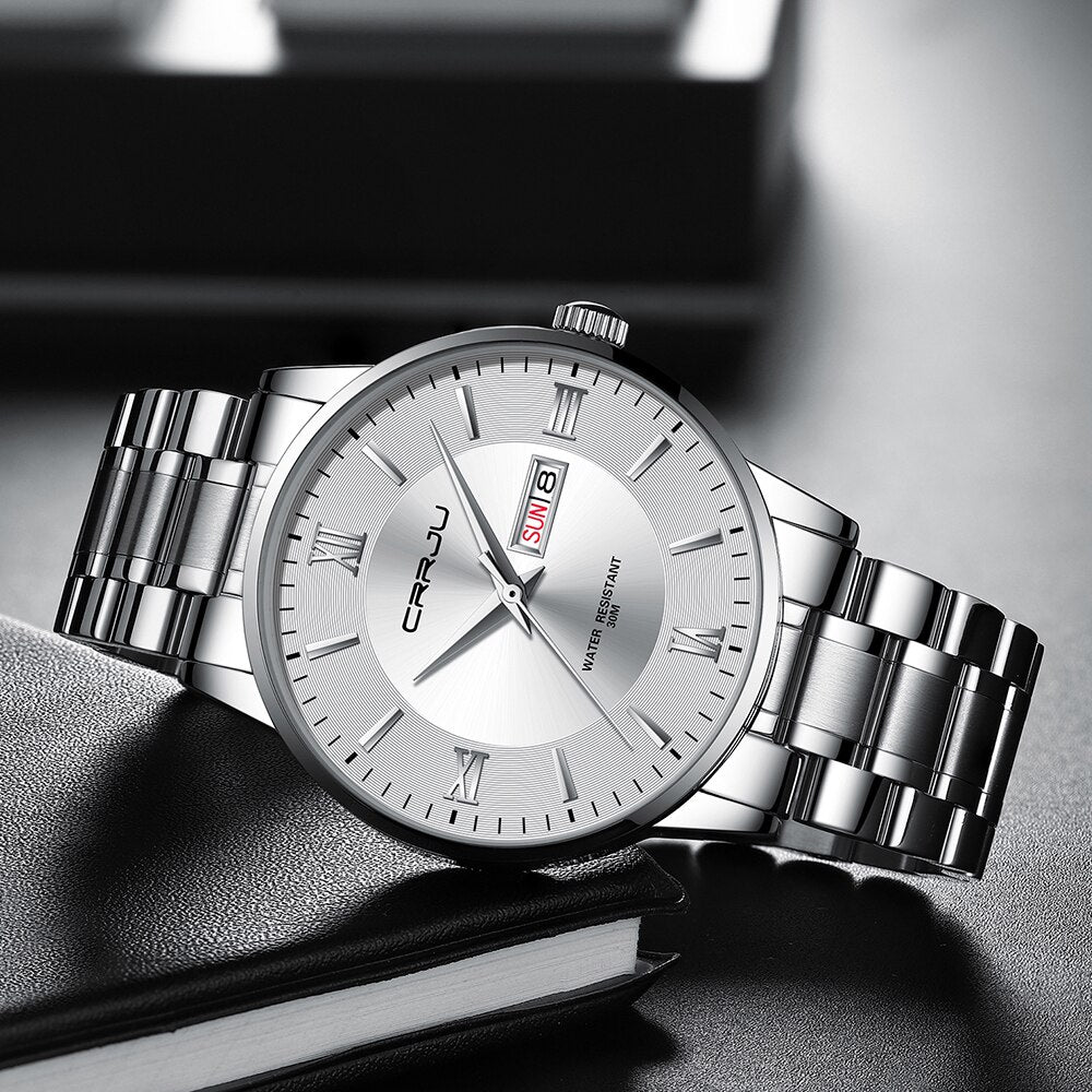 Herren Sportuhr schwarz - Wasserdichter Silikon-Chronograph mit Datum und Stoppuhr