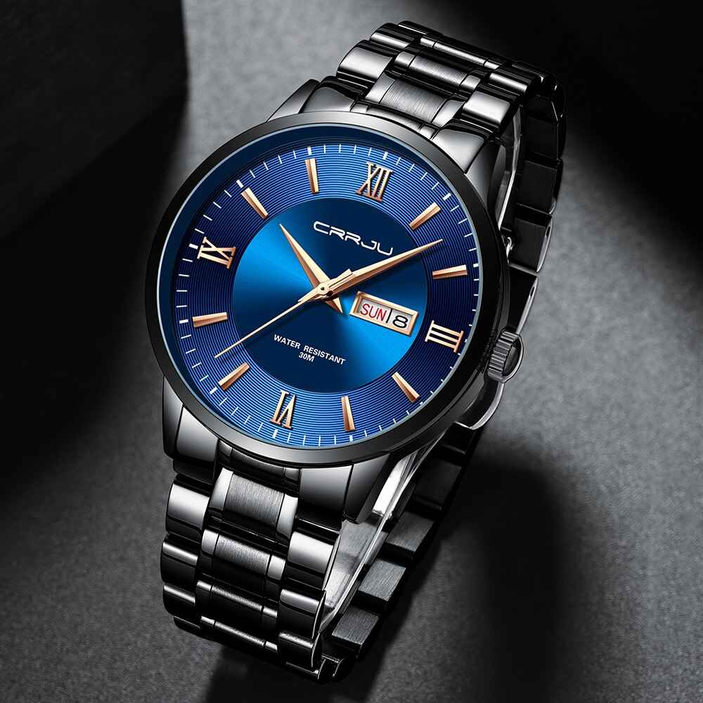 Herren sporthorloge schwarz - Waterdicht siliconen chronograaf mit datum en stopwatch