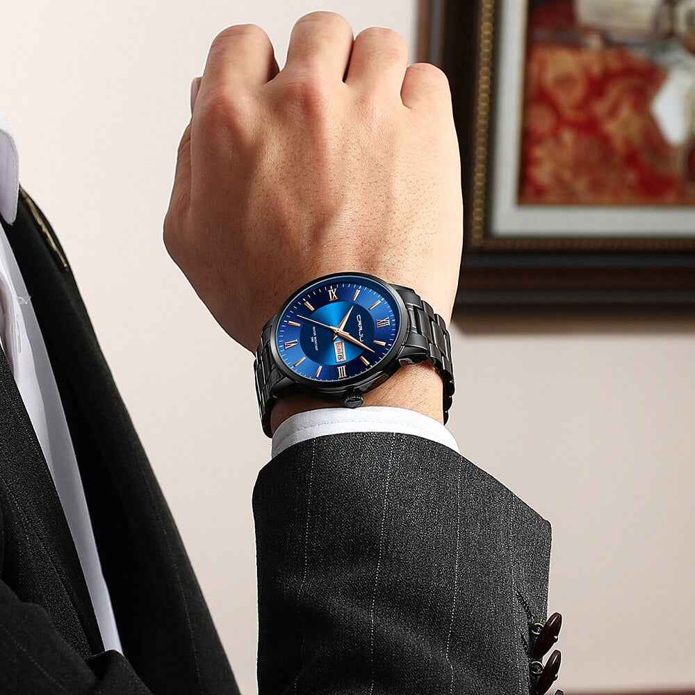 Herren sporthorloge schwarz - Waterdicht siliconen chronograaf mit datum en stopwatch