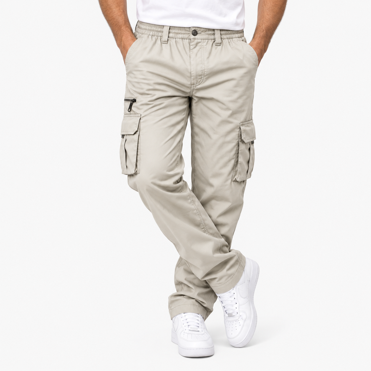 Pantaloni cargo da uomo in cotone - robusti, comodi, con tasche di sicurezza