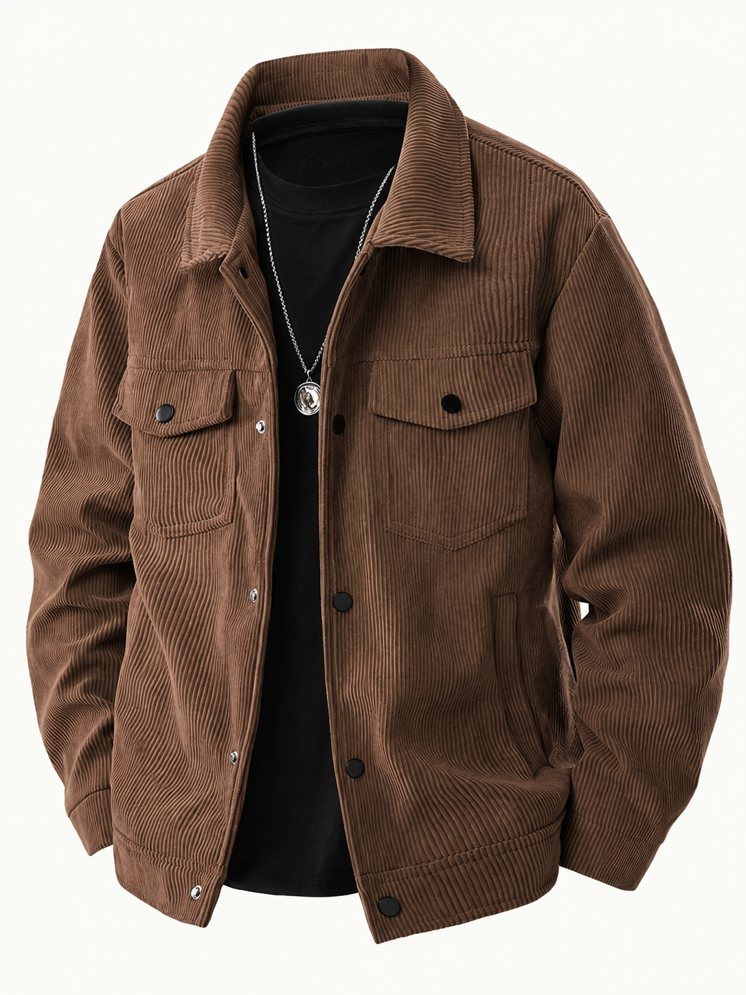 Herren Cordjacke aus Polyester mit Klassischem Kragen