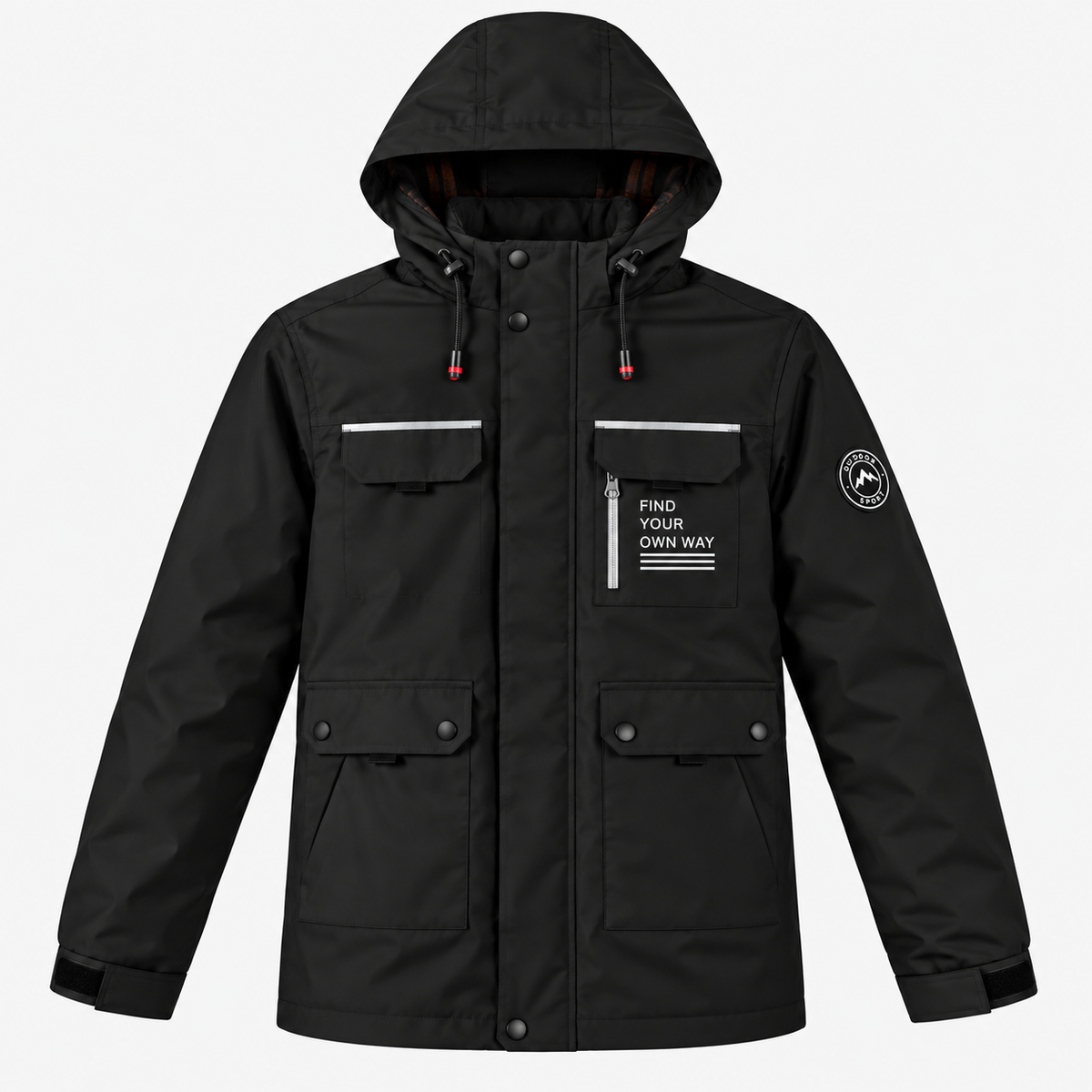 Herren Freizeitjacke mit Kapuze, Frontverschluss und Taschen