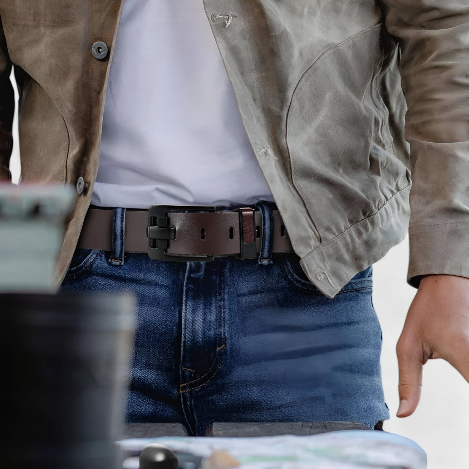 Herren Rindslederarmband Mit Verstellbarer Schnalle 5