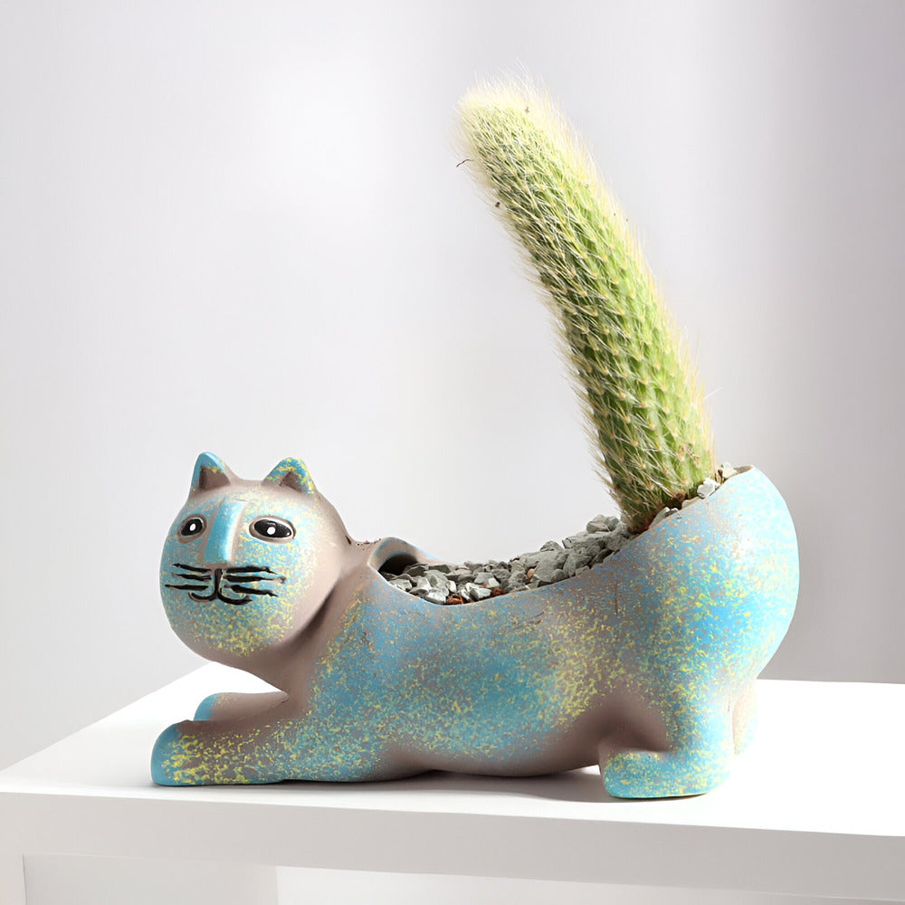 Lunavelle - Verzauberter Keramischer Blumentopf mit Süßer Katzenfigur für Deine Pflanzen