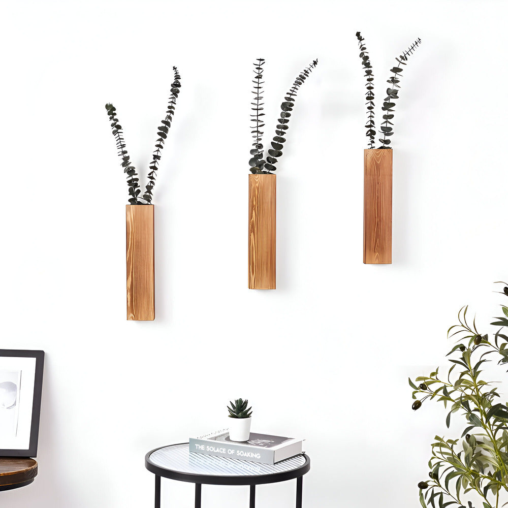 Nysaelle - Stilvolle Holz-Wandvase und Rechteckregal für Pflanzen 30 cm