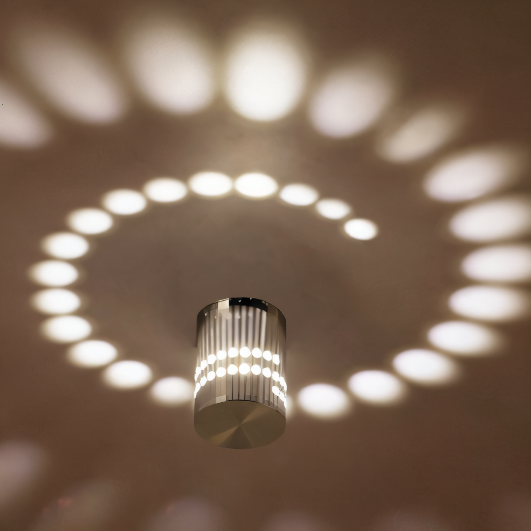 Lythera - Moderne zylindrische LED-Wandlampe mit dynamischer Farbspiralbeleuchtung